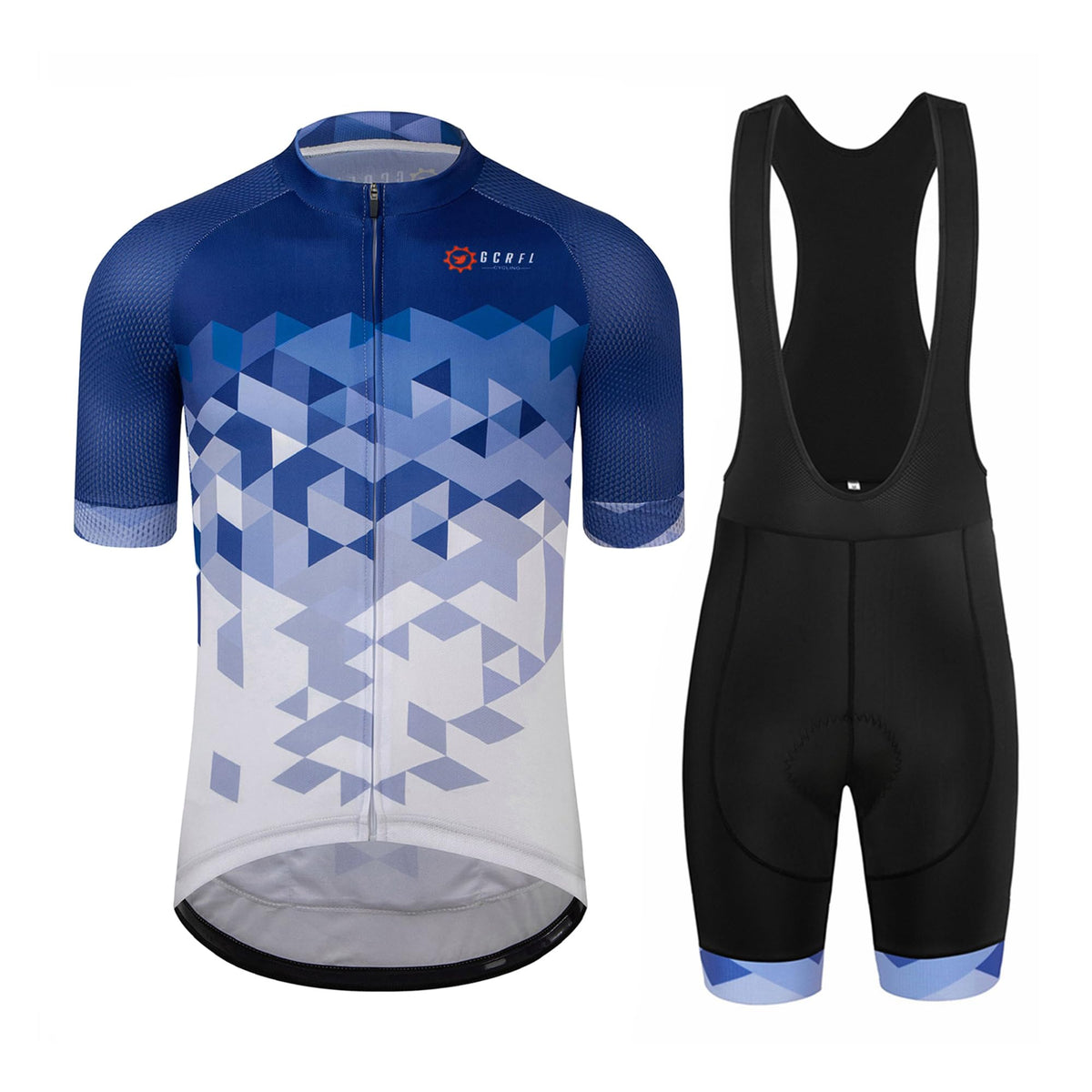 GCRFL Men's Cycling Jersey Set Road Bike Shorts Sleeves Jersey Zipper Pokcet Bib Shorts with Padded, Cycling Clothing kit Men