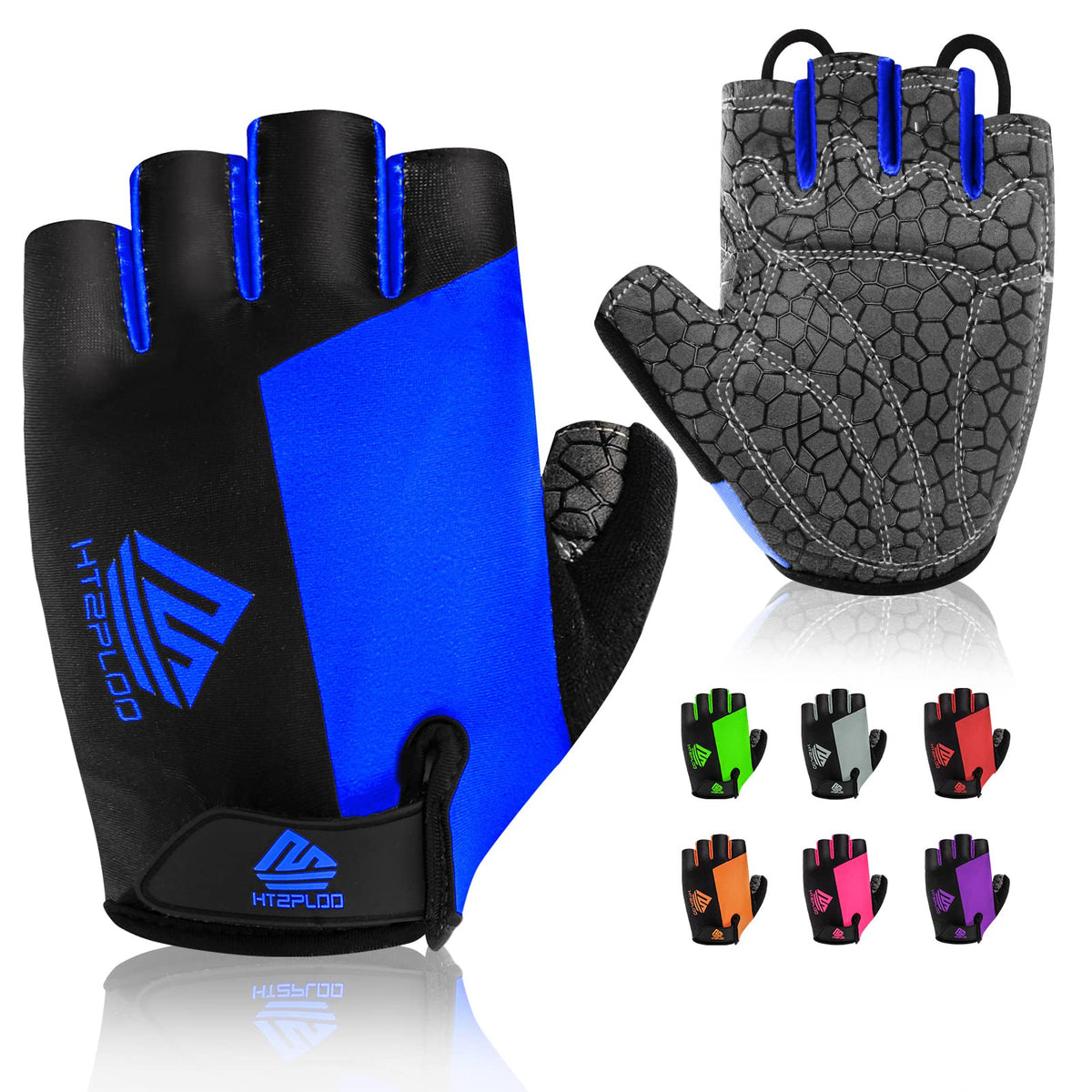 HTZPLOO Bike Gloves Cycling Gloves Biking Gloves Bicycle Gloves for Men Women with Anti-Slip Shock-Absorbing Pad,Light Weight Half Finger Gloves for Cycling Workout Training Outdoor