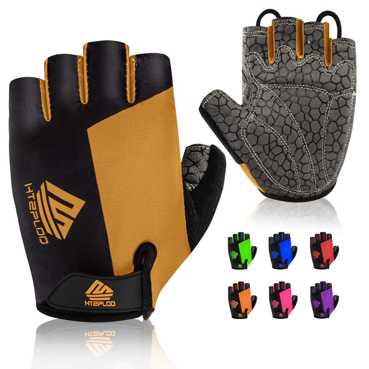 HTZPLOO Bike Gloves Cycling Gloves Biking Gloves Bicycle Gloves for Men Women with Anti-Slip Shock-Absorbing Pad,Light Weight Half Finger Gloves for Cycling Workout Training Outdoor