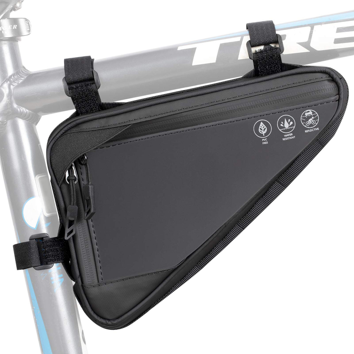 WOTOW Bike Frame Bag - Water-Resistant Reflective Triangle Storage Bag, 2L