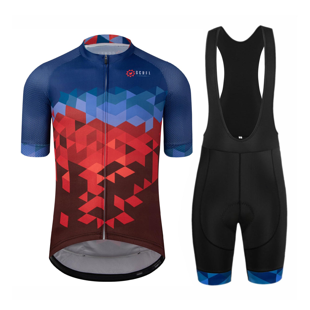 GCRFL Men's Cycling Jersey Set Road Bike Shorts Sleeves Jersey Zipper Pokcet Bib Shorts with Padded, Cycling Clothing kit Men