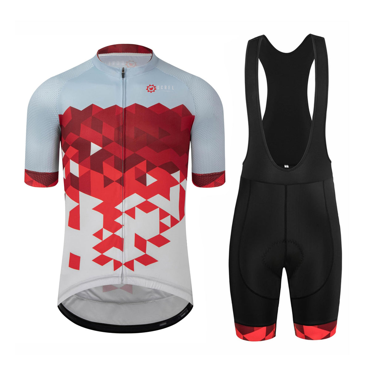 GCRFL Men's Cycling Jersey Set Road Bike Shorts Sleeves Jersey Zipper Pokcet Bib Shorts with Padded, Cycling Clothing kit Men