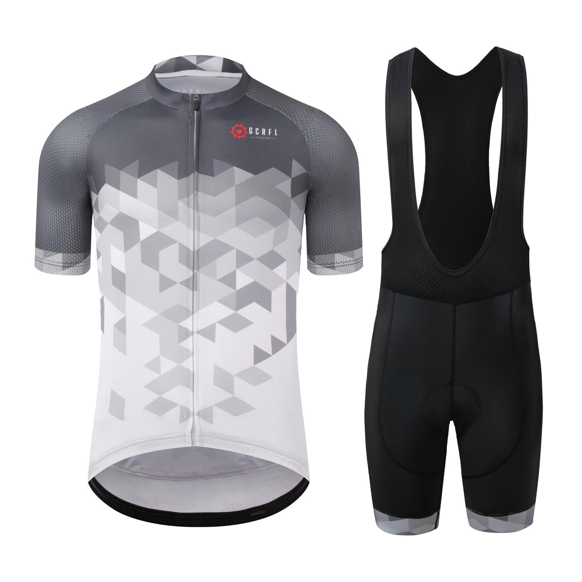 GCRFL Men's Cycling Jersey Set Road Bike Shorts Sleeves Jersey Zipper Pokcet Bib Shorts with Padded, Cycling Clothing kit Men