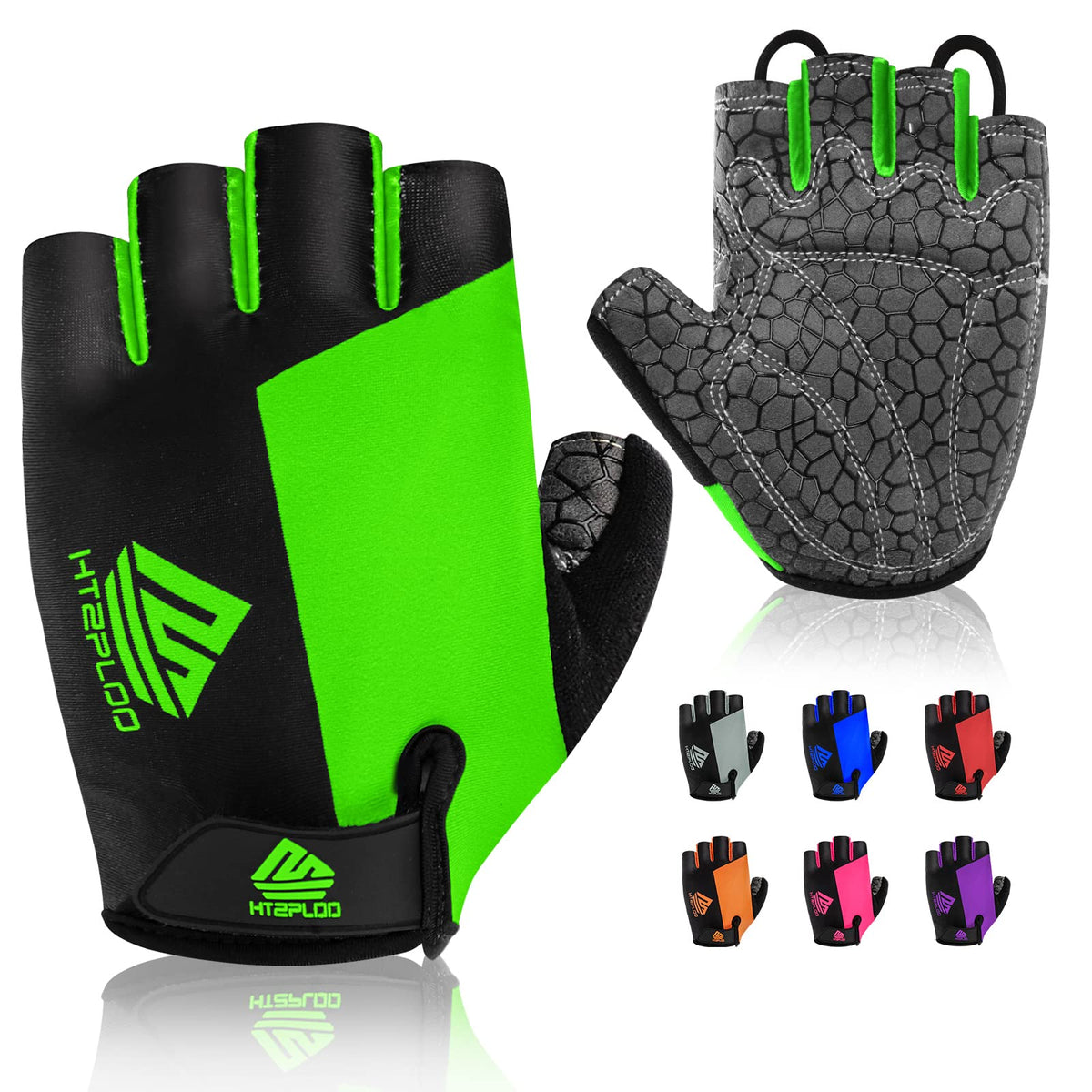 HTZPLOO Bike Gloves Cycling Gloves Biking Gloves Bicycle Gloves for Men Women with Anti-Slip Shock-Absorbing Pad,Light Weight Half Finger Gloves for Cycling Workout Training Outdoor