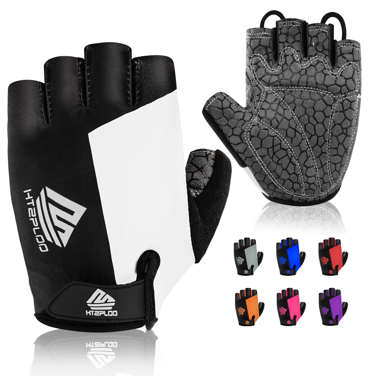 HTZPLOO Bike Gloves Cycling Gloves Biking Gloves Bicycle Gloves for Men Women with Anti-Slip Shock-Absorbing Pad,Light Weight Half Finger Gloves for Cycling Workout Training Outdoor