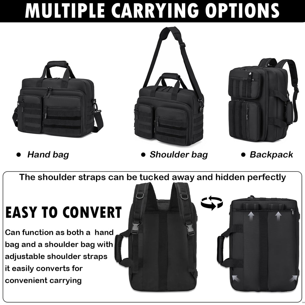 Tactical Laptop Bag for Men, 17.3 In Military Messenger Briefcase Backpack