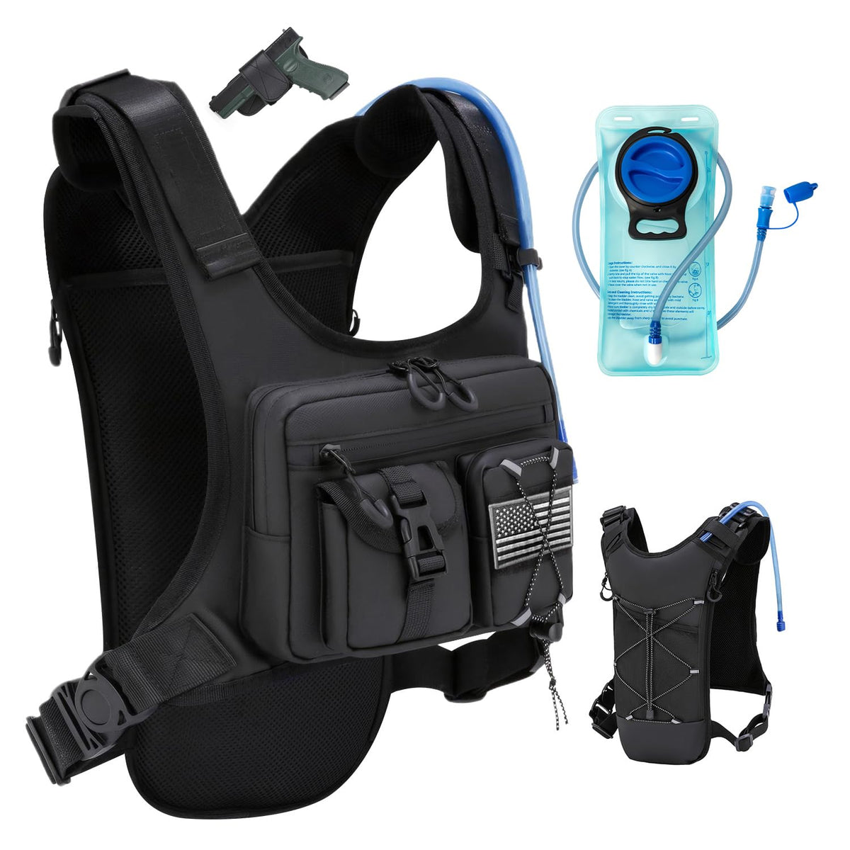 Criuage USA Patent Running Hydration Vest Backpack, Lightweight Chest Pack with 2.0L Water Bladder Bag Daypack for Hiking Running Cycling Race Marathon for Women Men