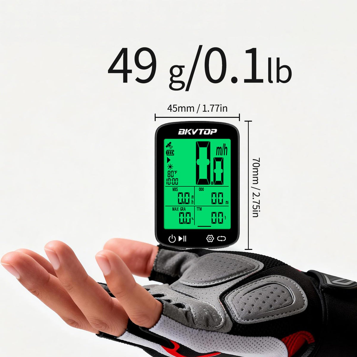 BKVTOP Wireless GPS Bike Computer with 2.4" IPX7 Display
