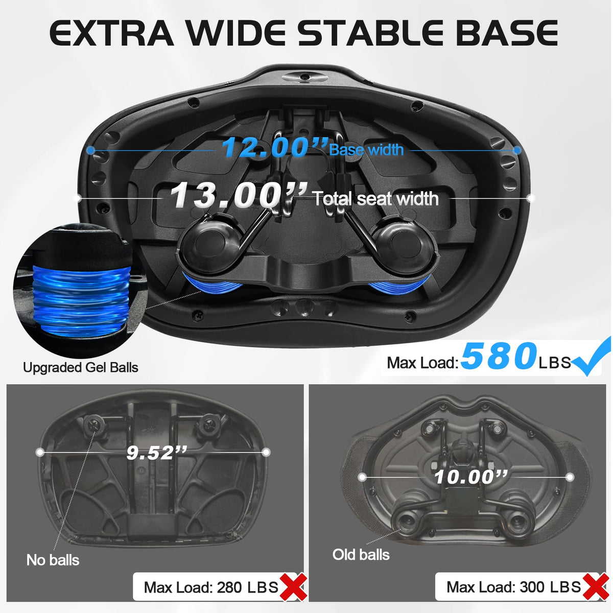 Extra Wide Noseless Padded Bike Seat for Exercise & E-Bikes