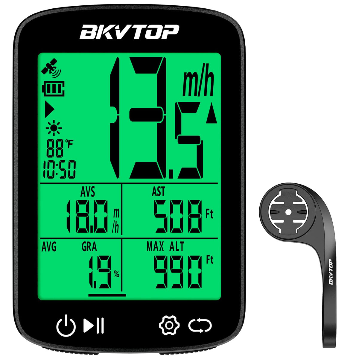 BKVTOP Wireless GPS Bike Computer with 2.4" IPX7 Display