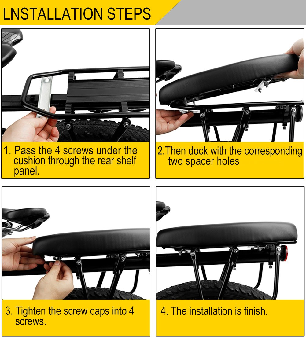 TOPCABIN Padded Rear Bike Rack Seat Cushion for Passengers