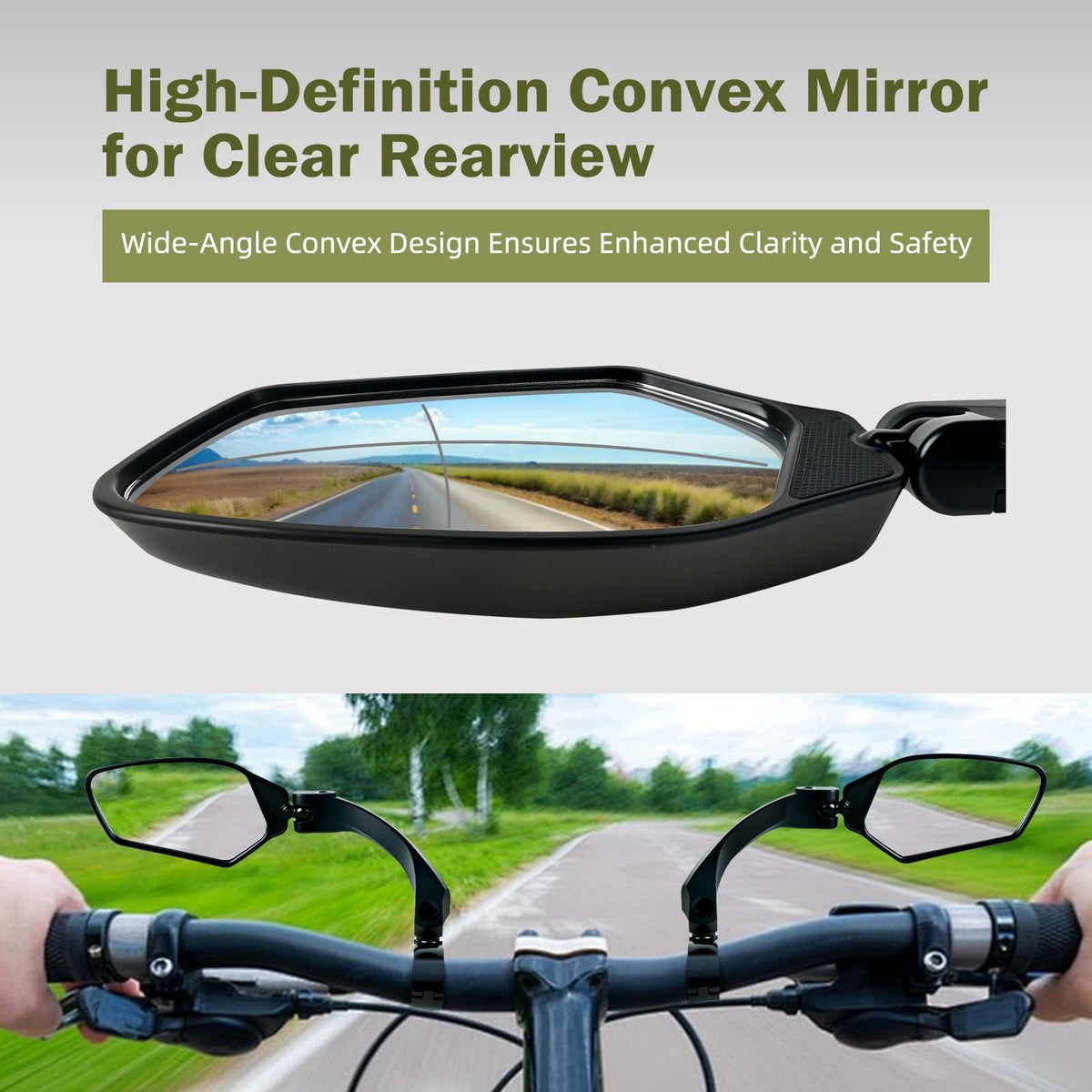 TXZSXS 360° Adjustable HD Convex Handlebar Bike Mirrors Pair