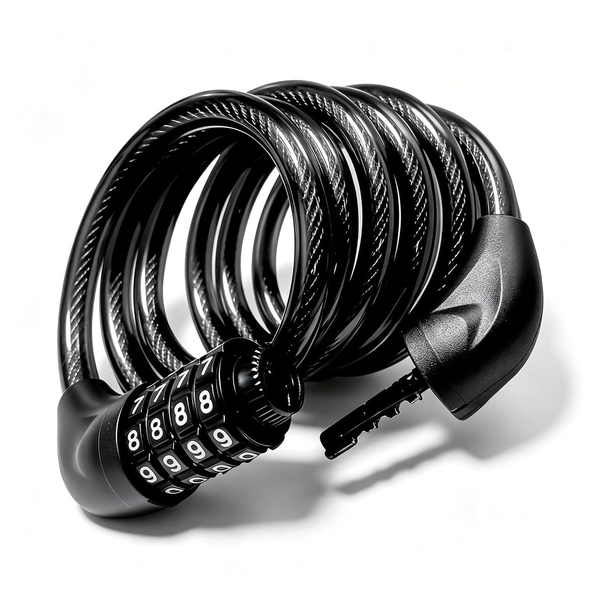 Bike Cable Lock 6FT Long, 4 Digit Resettable Combination Lock, Heavy Duty Steel Cable with Waterproof Vinyl Coating Anti Theft Security Lock for Road Bike E-Bike Scooter Fence Gate Toolbox