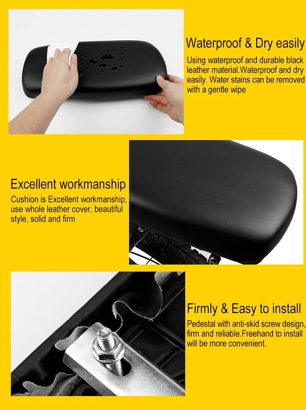 TOPCABIN Padded Rear Bike Rack Seat Cushion for Passengers