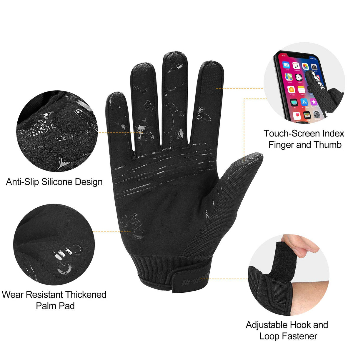 INBIKE Cycling Gloves for Men Women Anti-Slip Padded Mountain Biking Glove