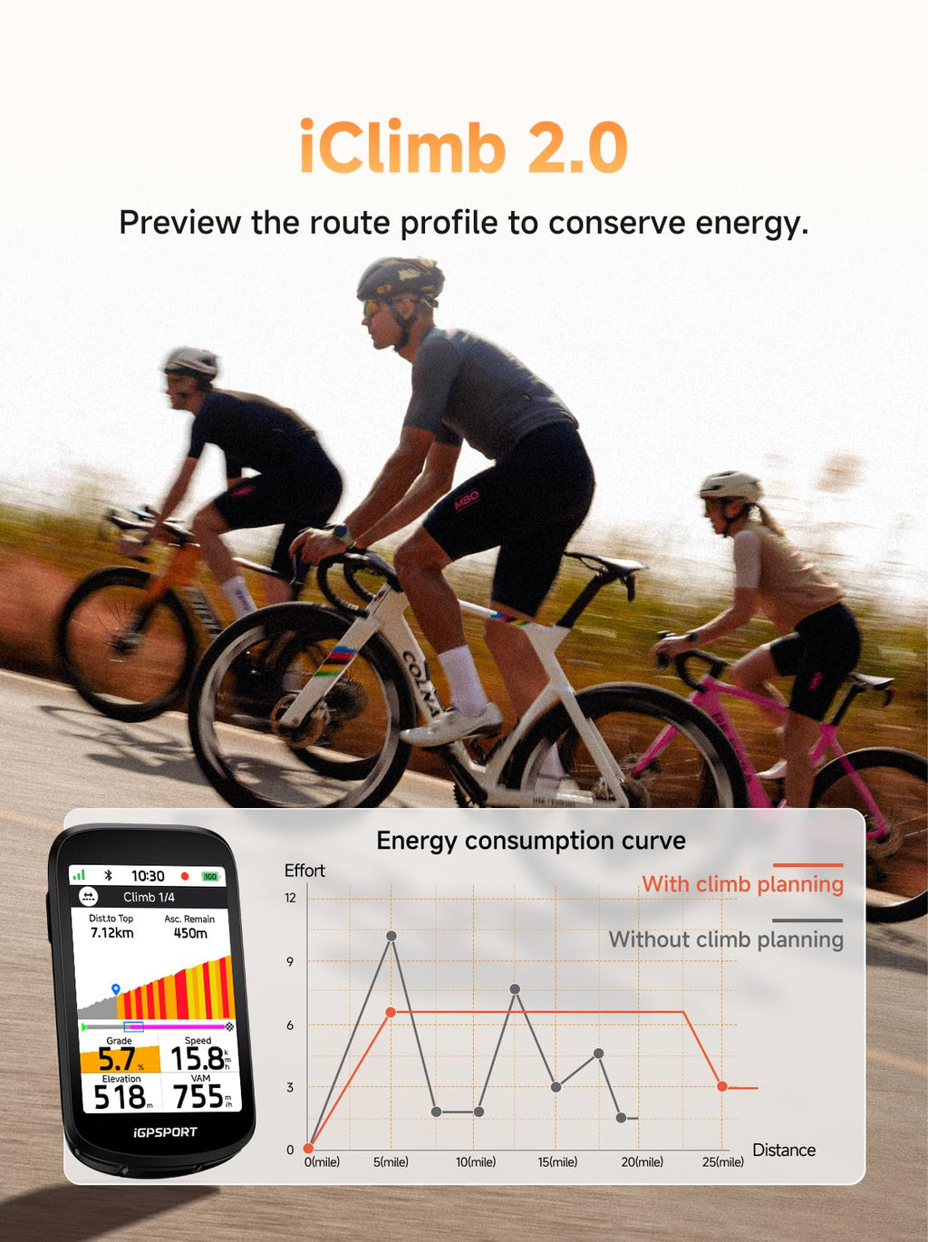 iGPSPORT BSC500 GPS Bike Computer, 3.3'' Touch Screen MAP Voice Navigation