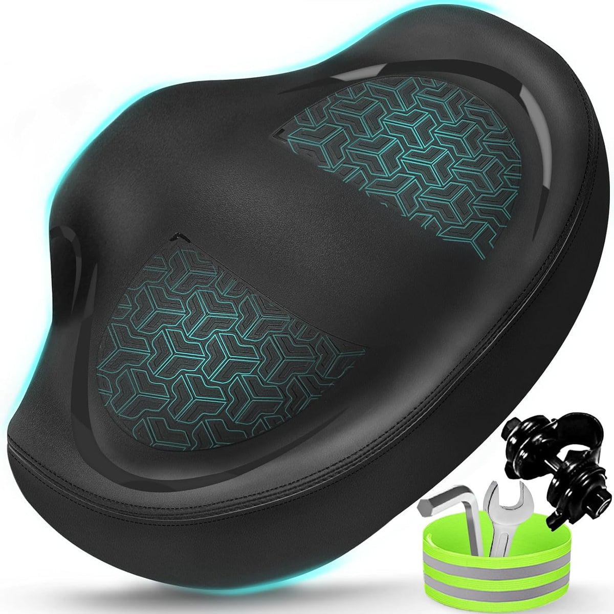 Extra Wide Noseless Padded Bike Seat for Exercise & E-Bikes