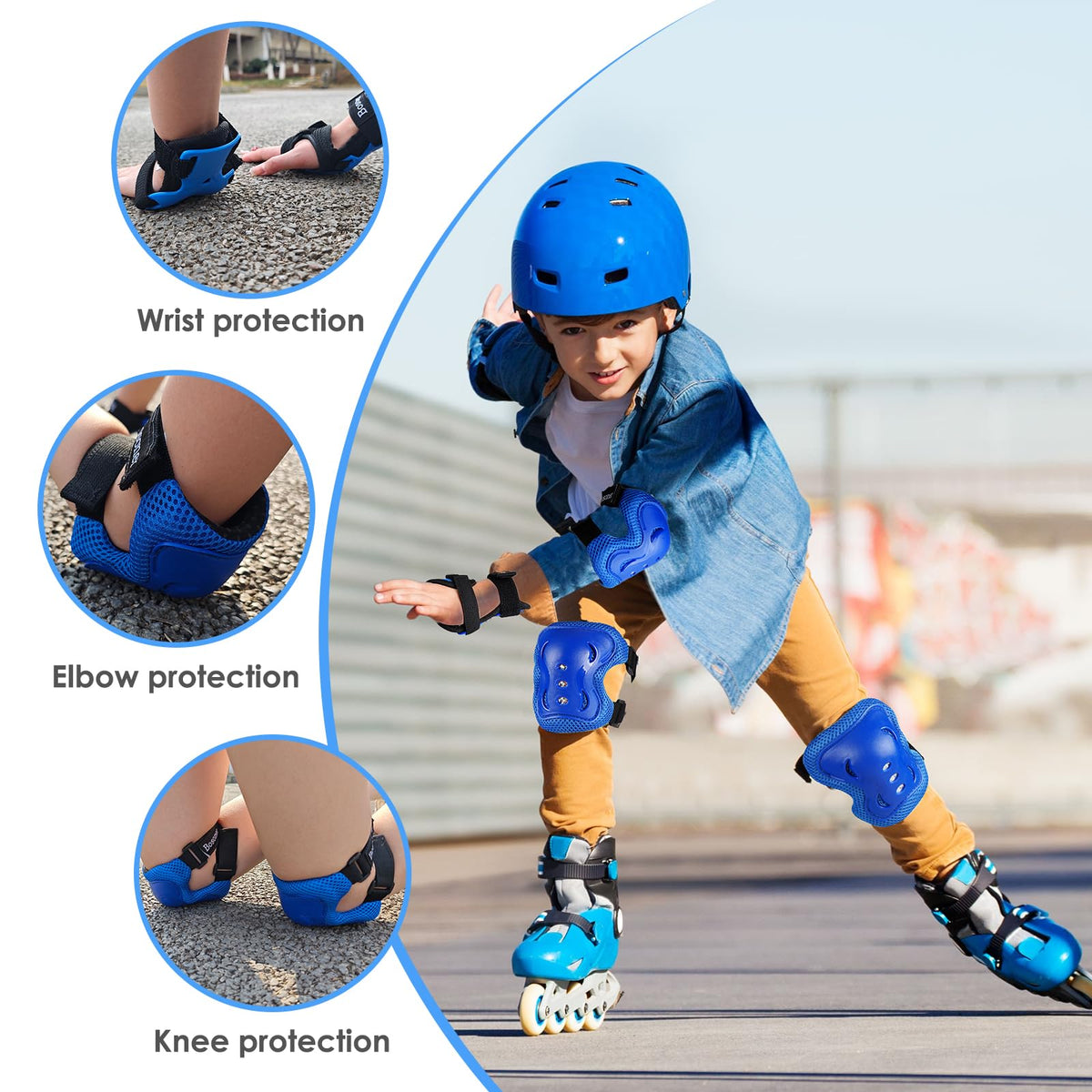 Kids/Youth Knee Pad Elbow Pads Guards Protective Gear Set for Roller Skates Cycling BMX Bike Skateboard Inline Skatings Scooter Riding Sports