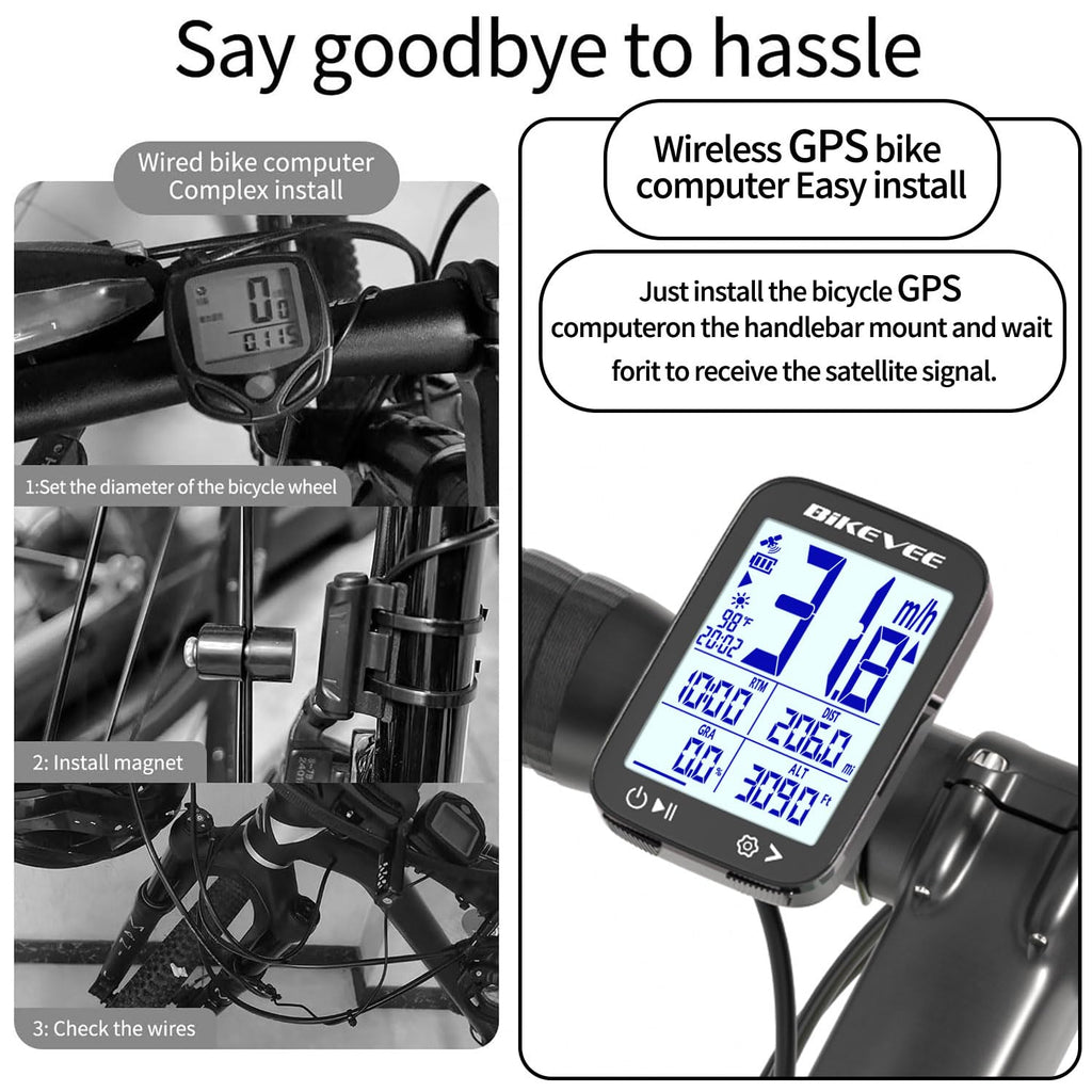 Bikevee GPS Bike Computer with 2.4" Display & IPX7 Rating