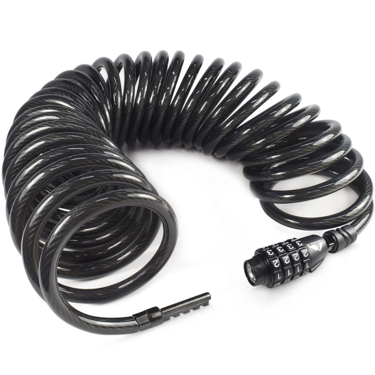 MARQUE Combination Bike Lock Cable- 3/8 inch (5FT, 10FT, 15FT, 25FT) Resettable Combination Lock, Anti-Theft Coiled Security Cable for Bicycles, Kayaks, Paddle Boards, Gates and Outdoor Gear