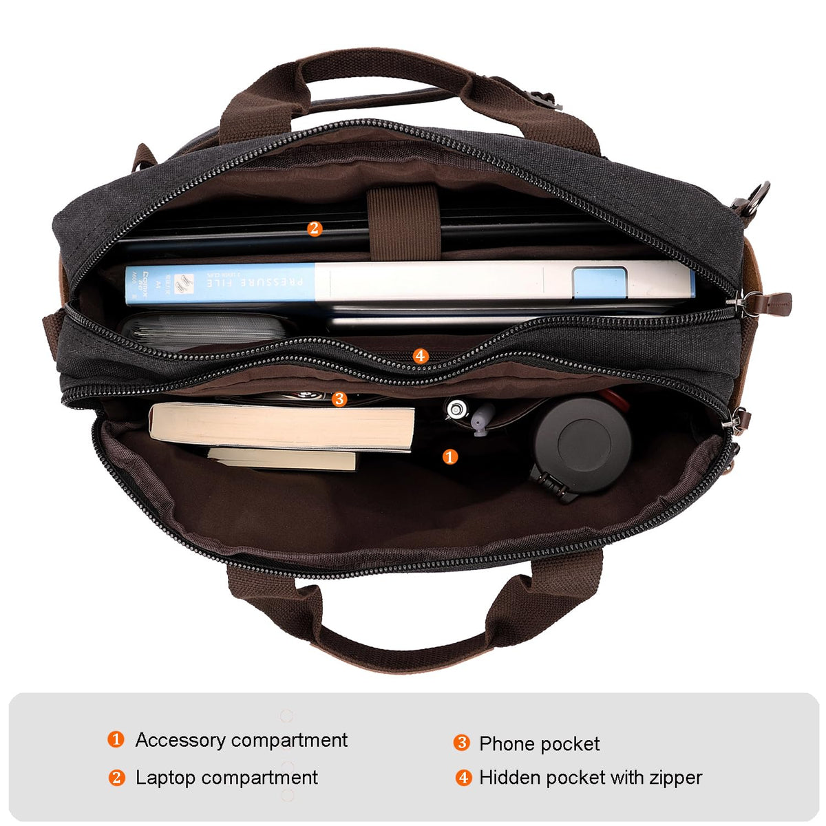 3 In 1 Laptop Bag for Men, Convertible Messenger Bag Canvas Computer Briefcase,Laptop Shoulder Bag for Work Travel College
