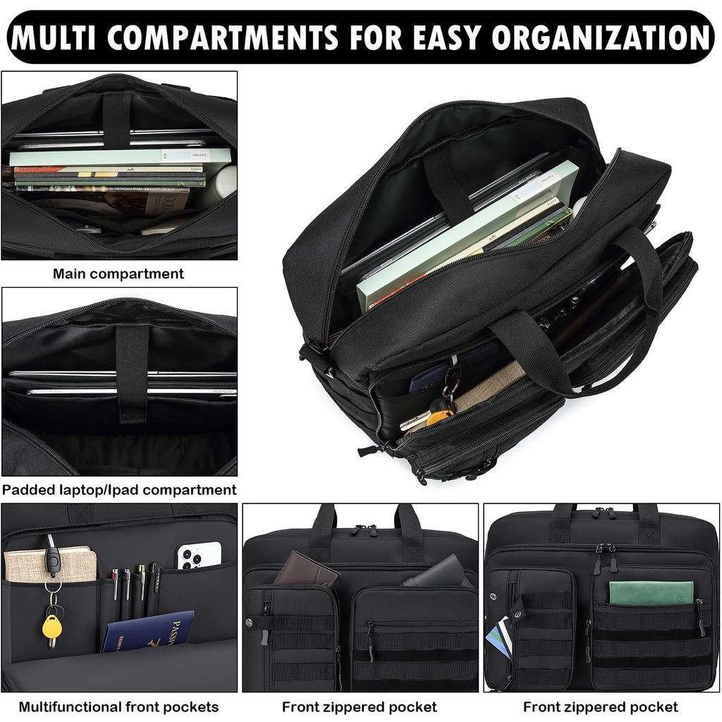 Tactical Laptop Bag for Men, 17.3 In Military Messenger Briefcase Backpack