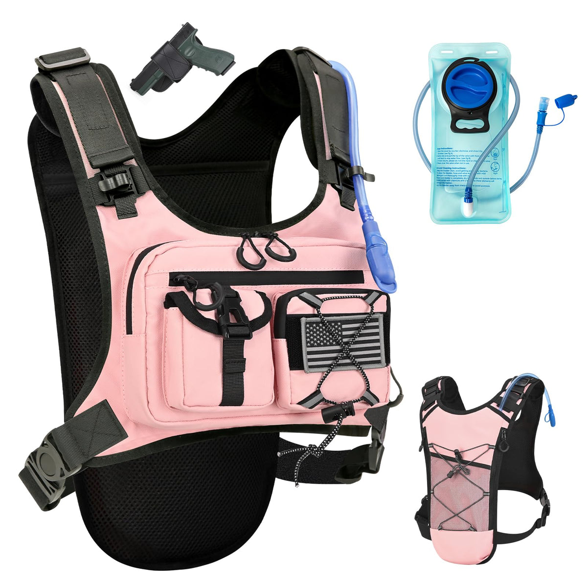 Criuage USA Patent Running Hydration Vest Backpack, Lightweight Chest Pack with 2.0L Water Bladder Bag Daypack for Hiking Running Cycling Race Marathon for Women Men