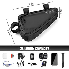 WOTOW 2L Water-Resistant Reflective Triangle Bike Frame Bag