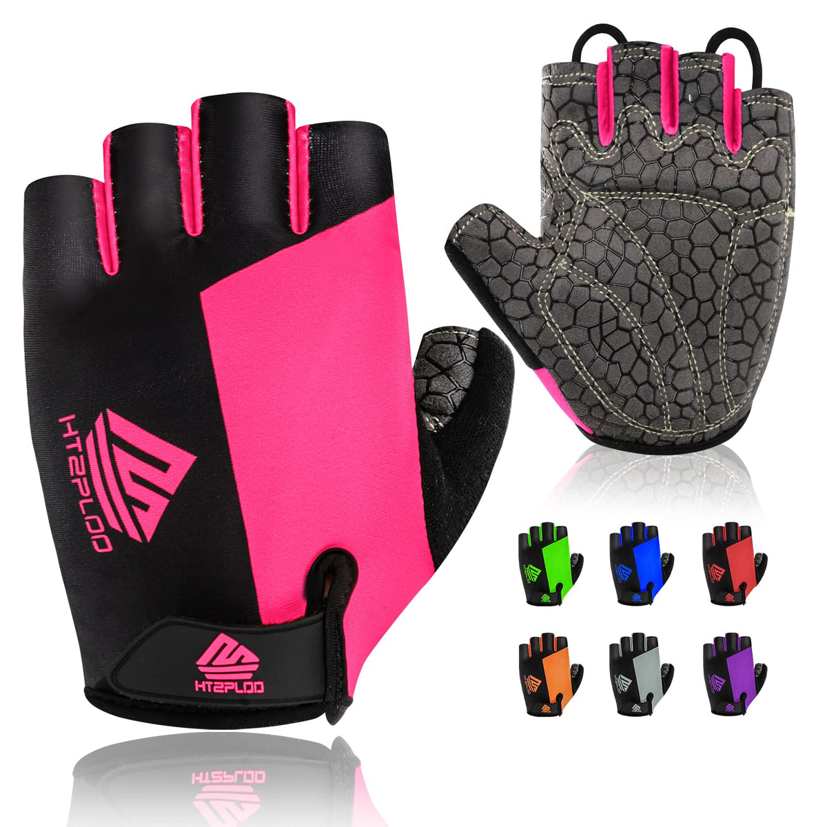 HTZPLOO Bike Gloves Cycling Gloves Biking Gloves Bicycle Gloves for Men Women with Anti-Slip Shock-Absorbing Pad,Light Weight Half Finger Gloves for Cycling Workout Training Outdoor