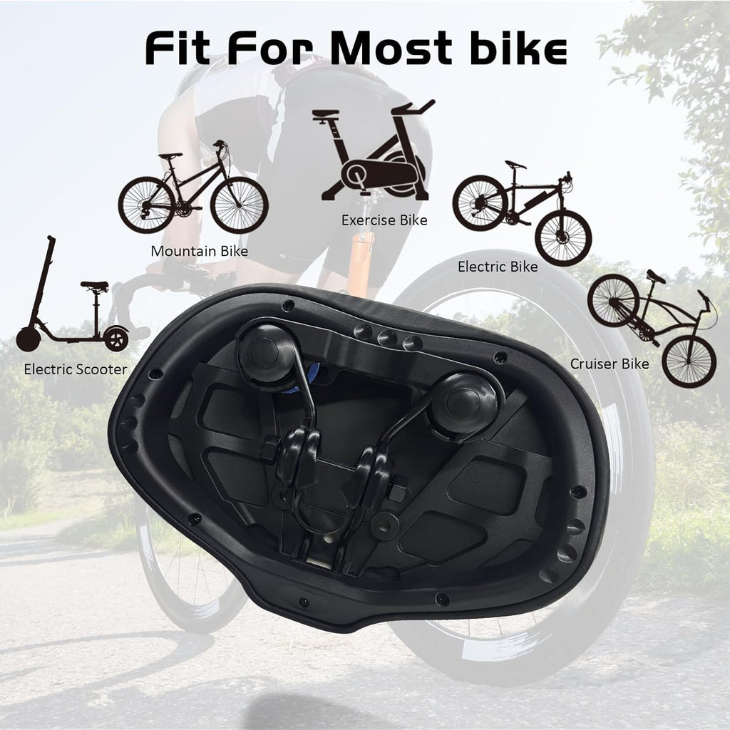 Extra Wide Noseless Padded Bike Seat for Exercise & E-Bikes