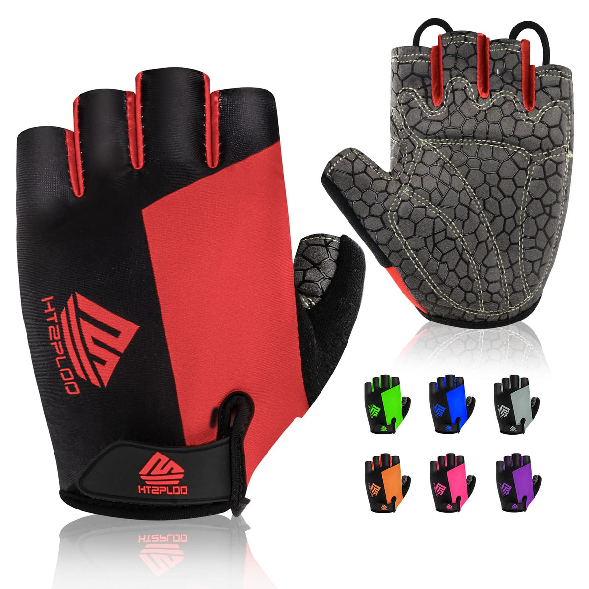 HTZPLOO Bike Gloves Cycling Gloves Biking Gloves Bicycle Gloves for Men Women with Anti-Slip Shock-Absorbing Pad,Light Weight Half Finger Gloves for Cycling Workout Training Outdoor
