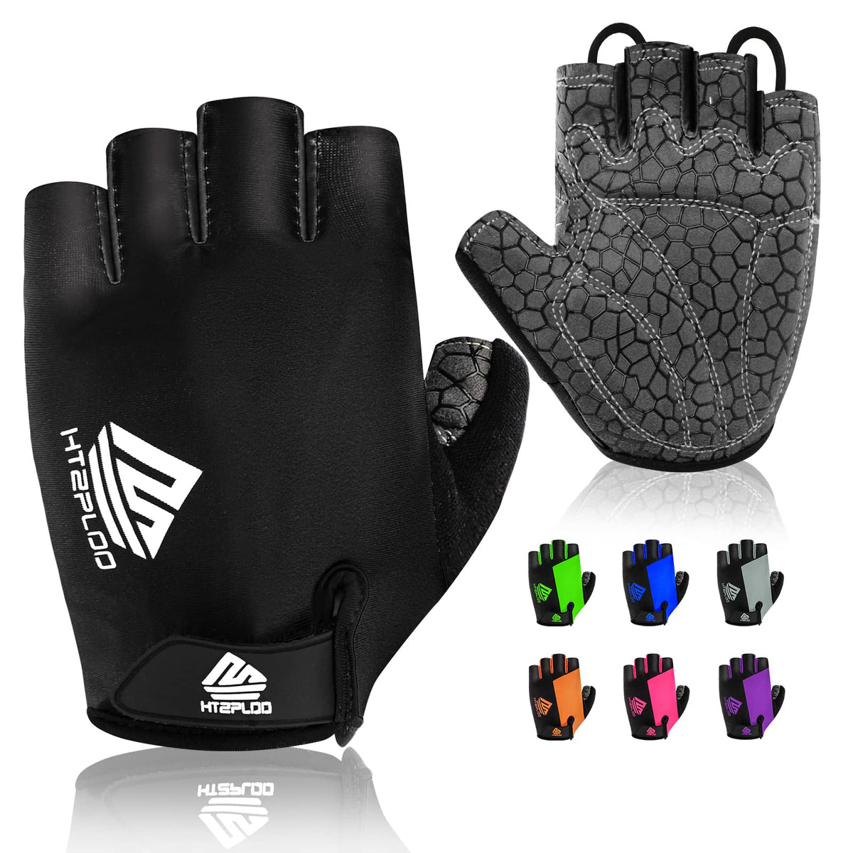 HTZPLOO Bike Gloves Cycling Gloves Biking Gloves Bicycle Gloves for Men Women with Anti-Slip Shock-Absorbing Pad,Light Weight Half Finger Gloves for Cycling Workout Training Outdoor