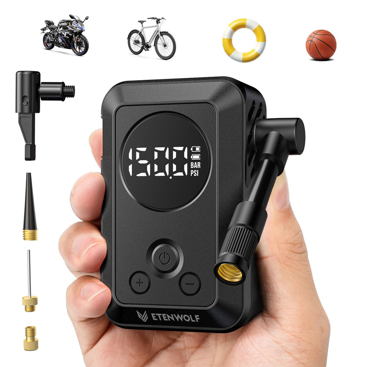 ETENWOLF S0 Mini Bicycle Pump with Pressure Gauge