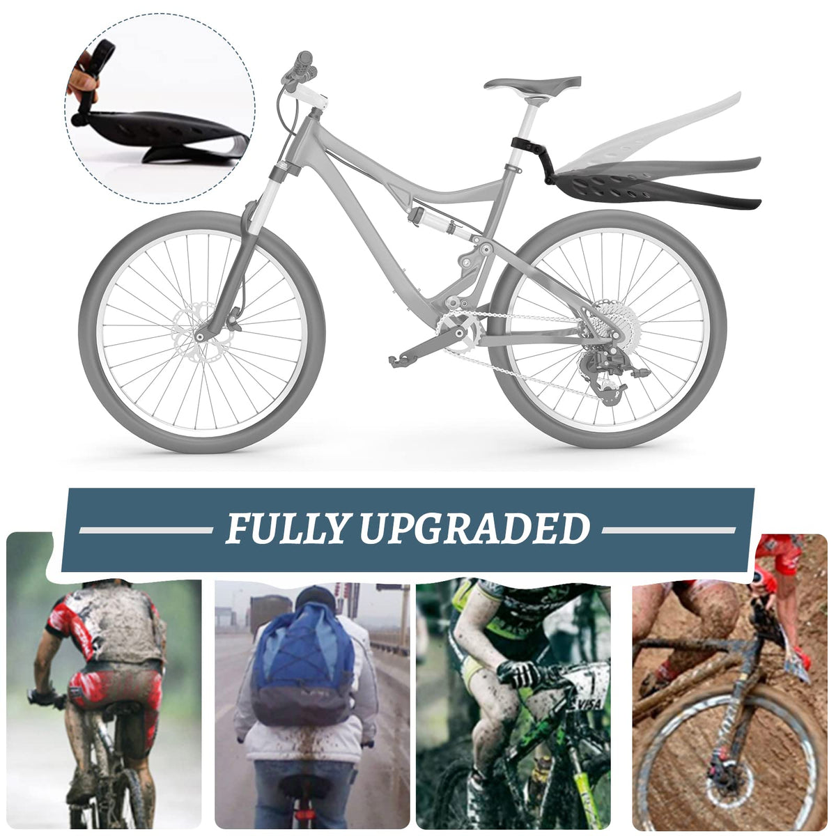 Adjustable Front & Rear Bike Fender Set with Reflective Tape