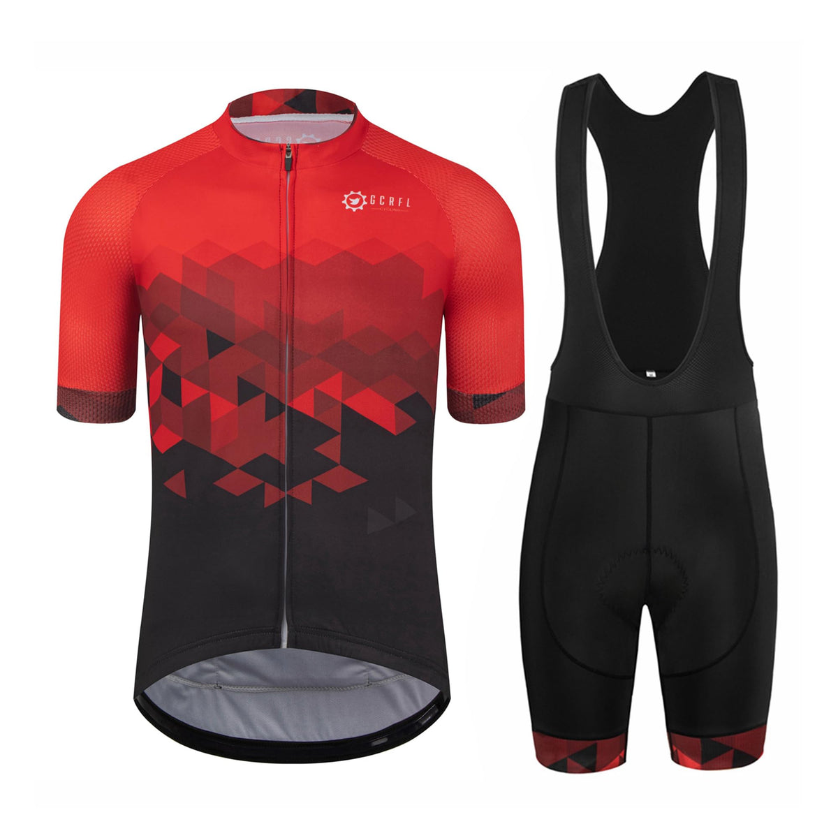 GCRFL Men's Cycling Jersey Set Road Bike Shorts Sleeves Jersey Zipper Pokcet Bib Shorts with Padded, Cycling Clothing kit Men