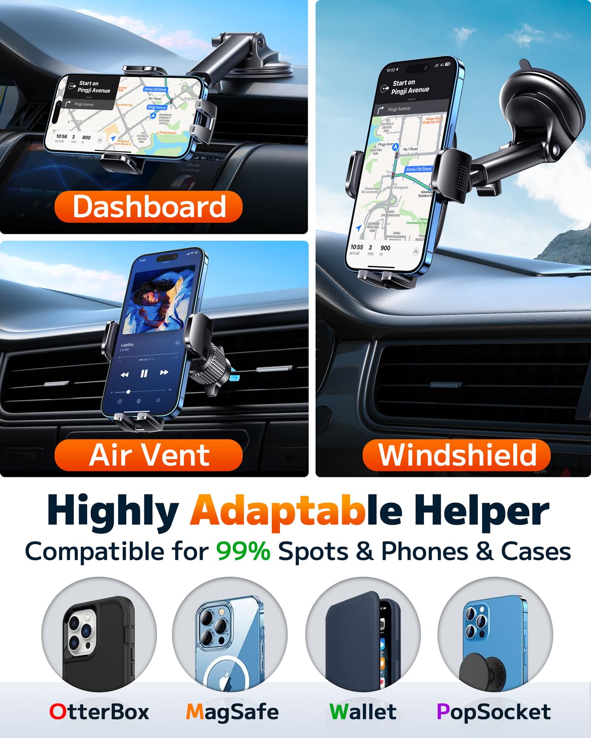 Qifutan Universal Car Phone Holder and Mount Bracket