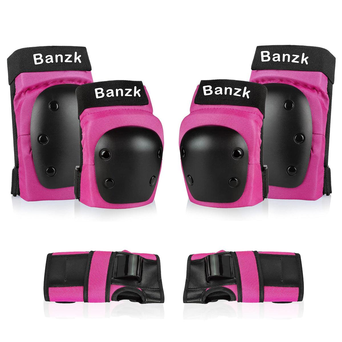 Banzk Adult Knee Pads Elbow Pads Wrist Guards for Adult Kids 6 in 1 Protective Gear Set for Skateboarding Biking Roller Skating Cycling Outdoor Sports