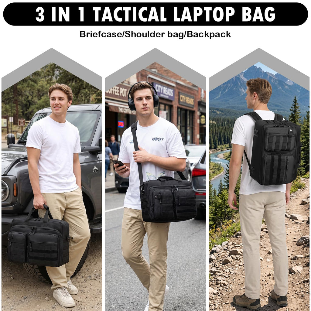Tactical Laptop Bag for Men, 17.3 In Military Messenger Briefcase Backpack