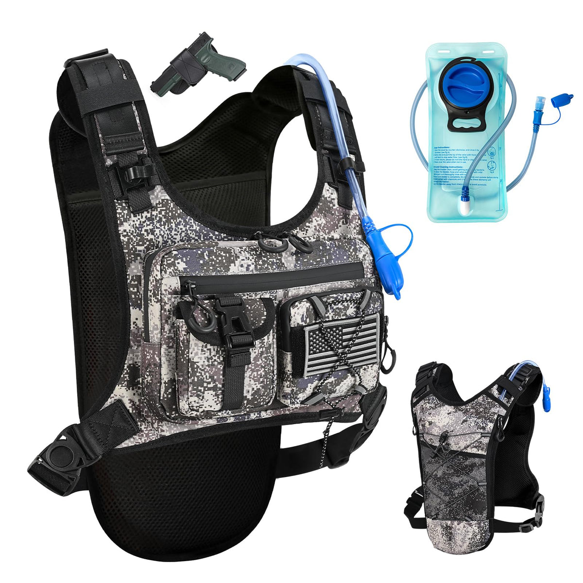 Criuage USA Patent Running Hydration Vest Backpack, Lightweight Chest Pack with 2.0L Water Bladder Bag Daypack for Hiking Running Cycling Race Marathon for Women Men