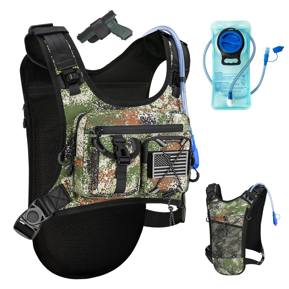 Criuage USA Patent Running Hydration Vest Backpack, Lightweight Chest Pack with 2.0L Water Bladder Bag Daypack for Hiking Running Cycling Race Marathon for Women Men