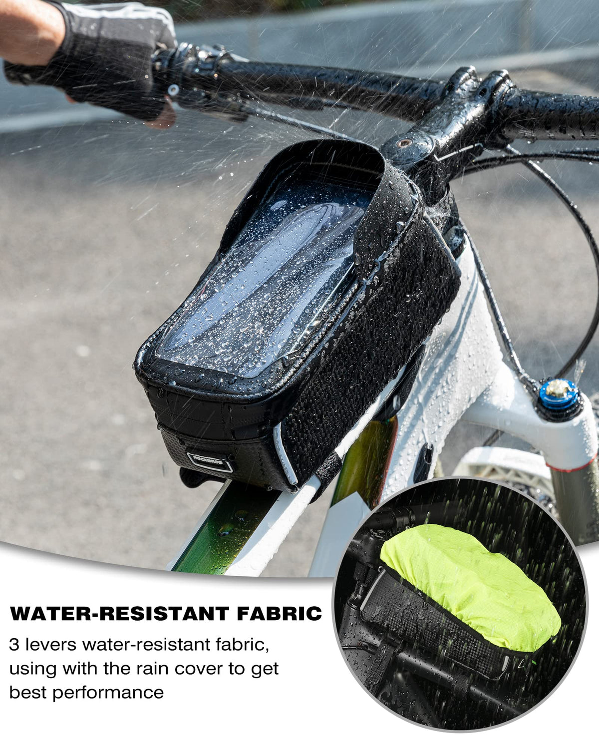 ROCKBROS Waterproof Bike Front Frame Phone Storage Bag