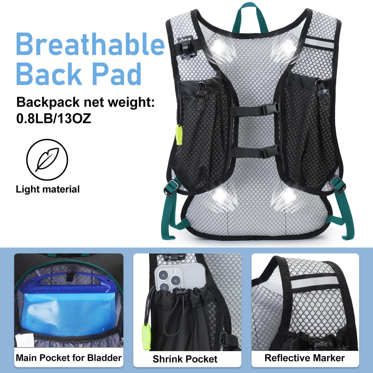 Lightweight Running Hydration Backpack with 2L Water Bladder
