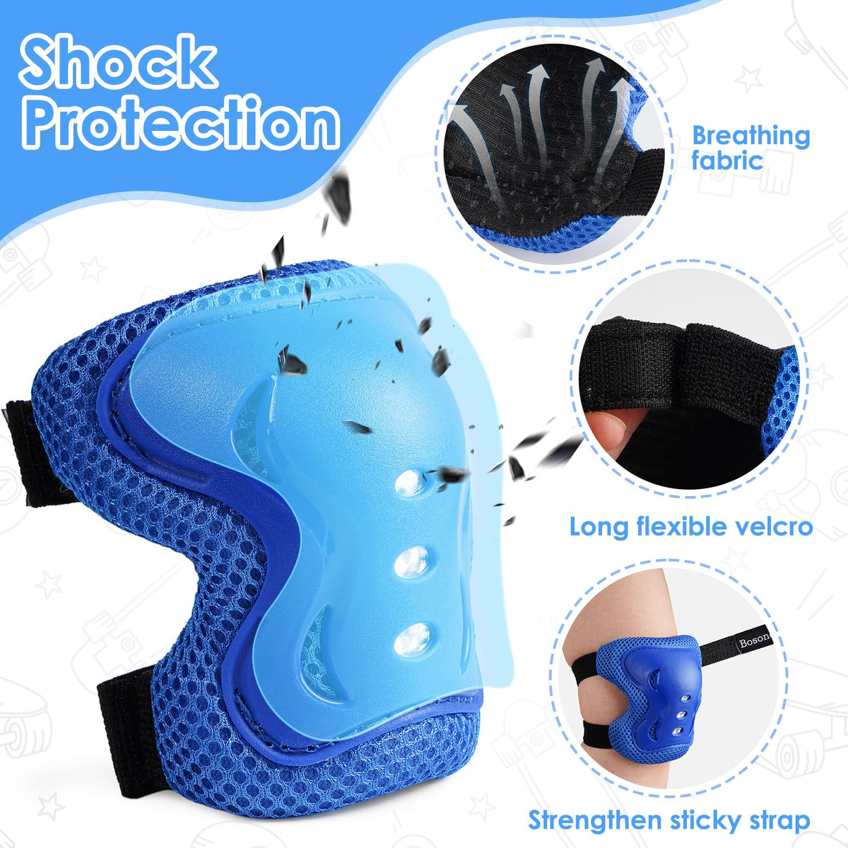Kids/Youth Knee Pad Elbow Pads Guards Protective Gear Set for Roller Skates Cycling BMX Bike Skateboard Inline Skatings Scooter Riding Sports