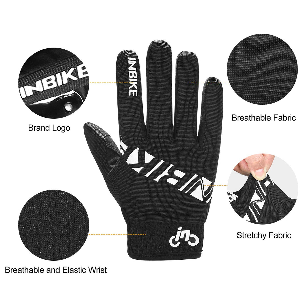 INBIKE Cycling Gloves for Men Women Anti-Slip Padded Mountain Biking Glove