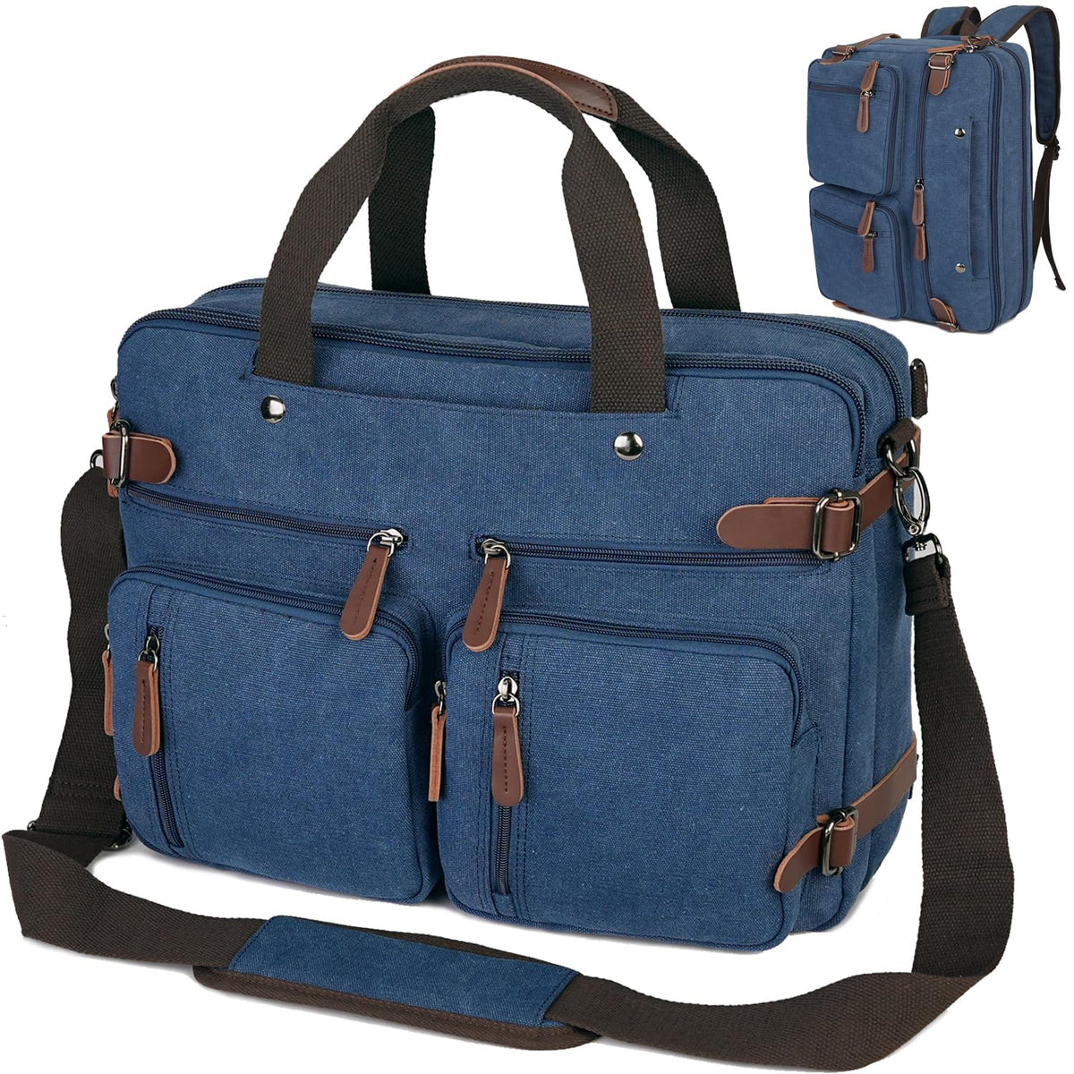3 In 1 Laptop Bag for Men, Convertible Messenger Bag Canvas Computer Briefcase,Laptop Shoulder Bag for Work Travel College