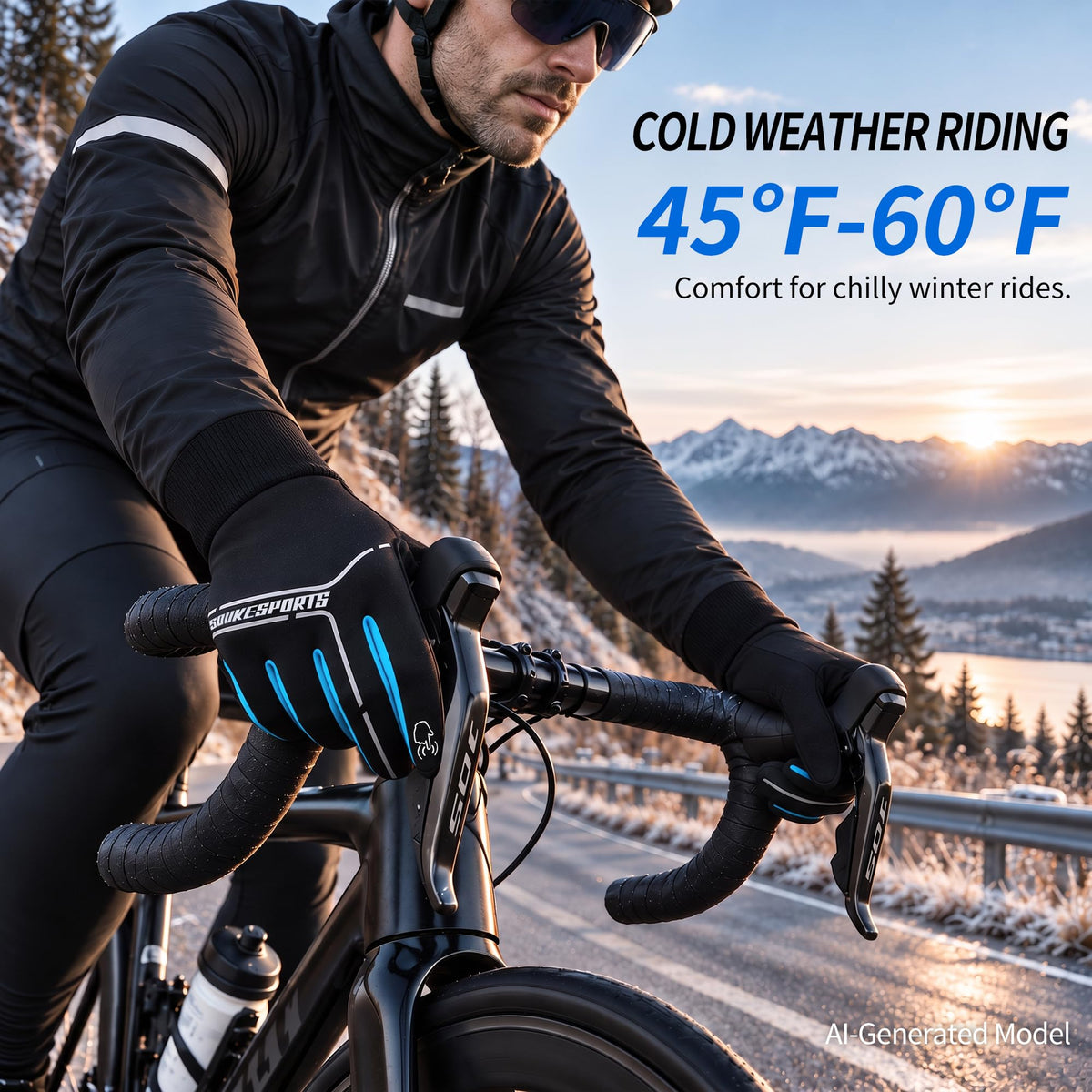 Souke Sports Winter Cycling Gloves Men Women Padded Bike Gloves Touchscreen