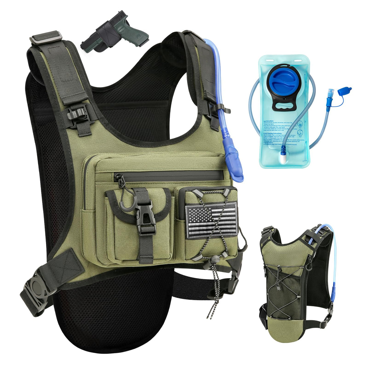 Criuage USA Patent Running Hydration Vest Backpack, Lightweight Chest Pack with 2.0L Water Bladder Bag Daypack for Hiking Running Cycling Race Marathon for Women Men
