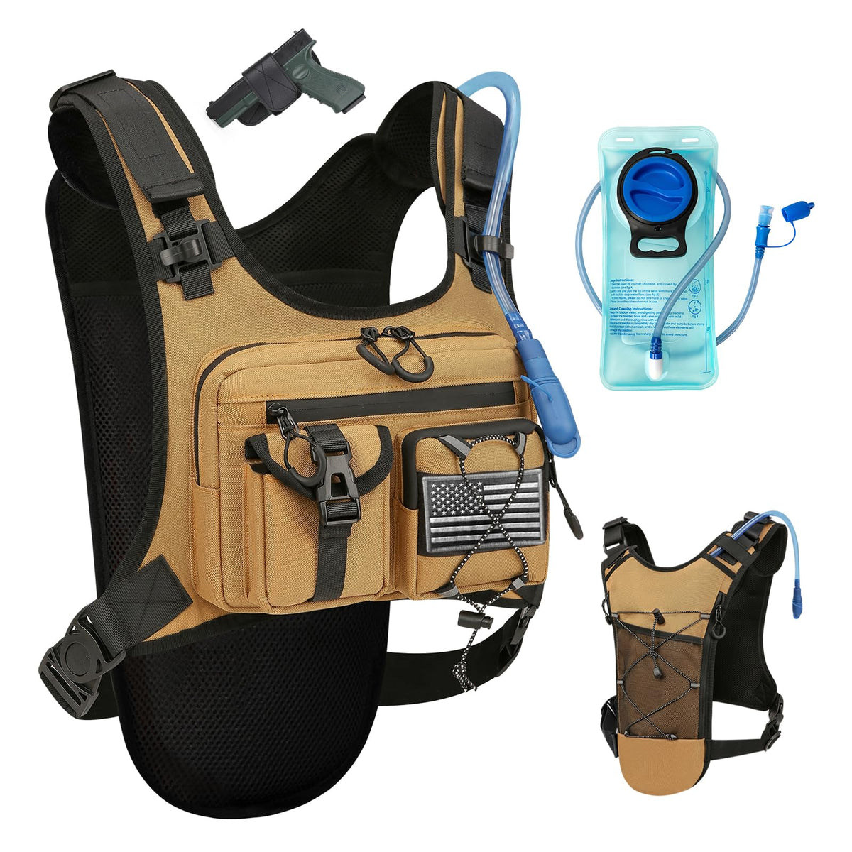 Criuage USA Patent Running Hydration Vest Backpack, Lightweight Chest Pack with 2.0L Water Bladder Bag Daypack for Hiking Running Cycling Race Marathon for Women Men