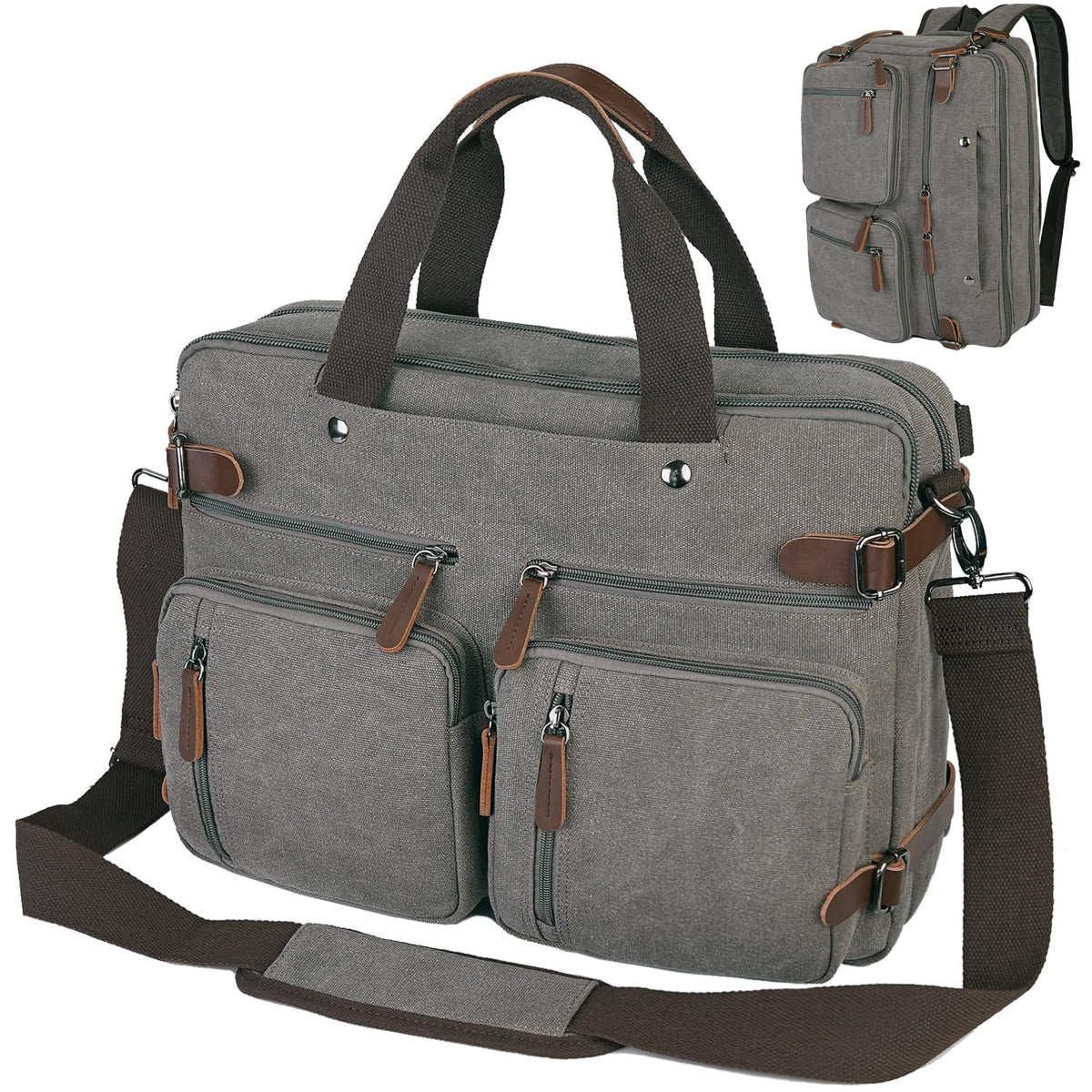 3 In 1 Laptop Bag for Men, Convertible Messenger Bag Canvas Computer Briefcase,Laptop Shoulder Bag for Work Travel College