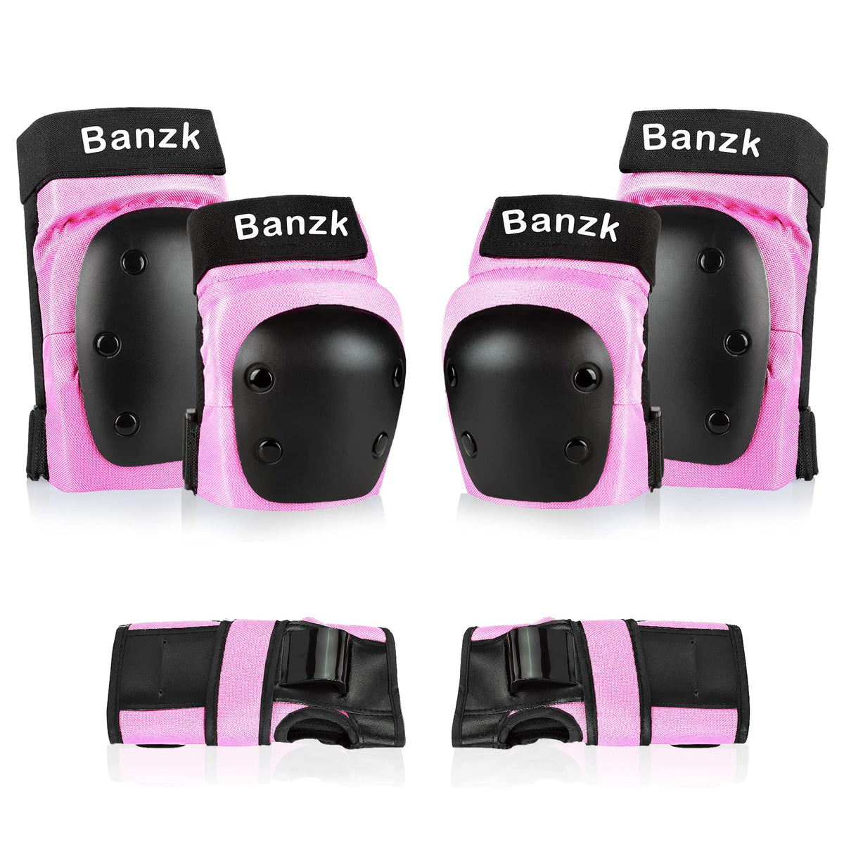Banzk Adult Knee Pads Elbow Pads Wrist Guards for Adult Kids 6 in 1 Protective Gear Set for Skateboarding Biking Roller Skating Cycling Outdoor Sports
